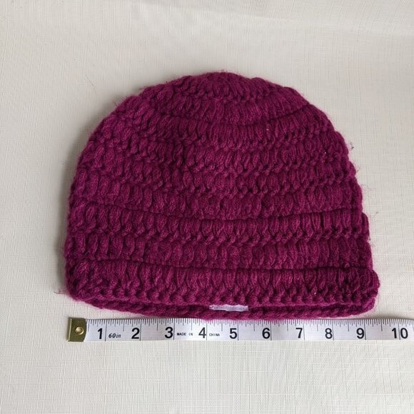 Crochet Beanie Hat Knitted Cap - Plum - One Size Fall Winter Seasonal Warm Cozy - Picture 6 of 6